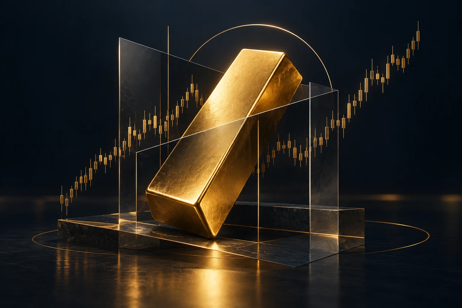 Abstract automated gold trading illustration